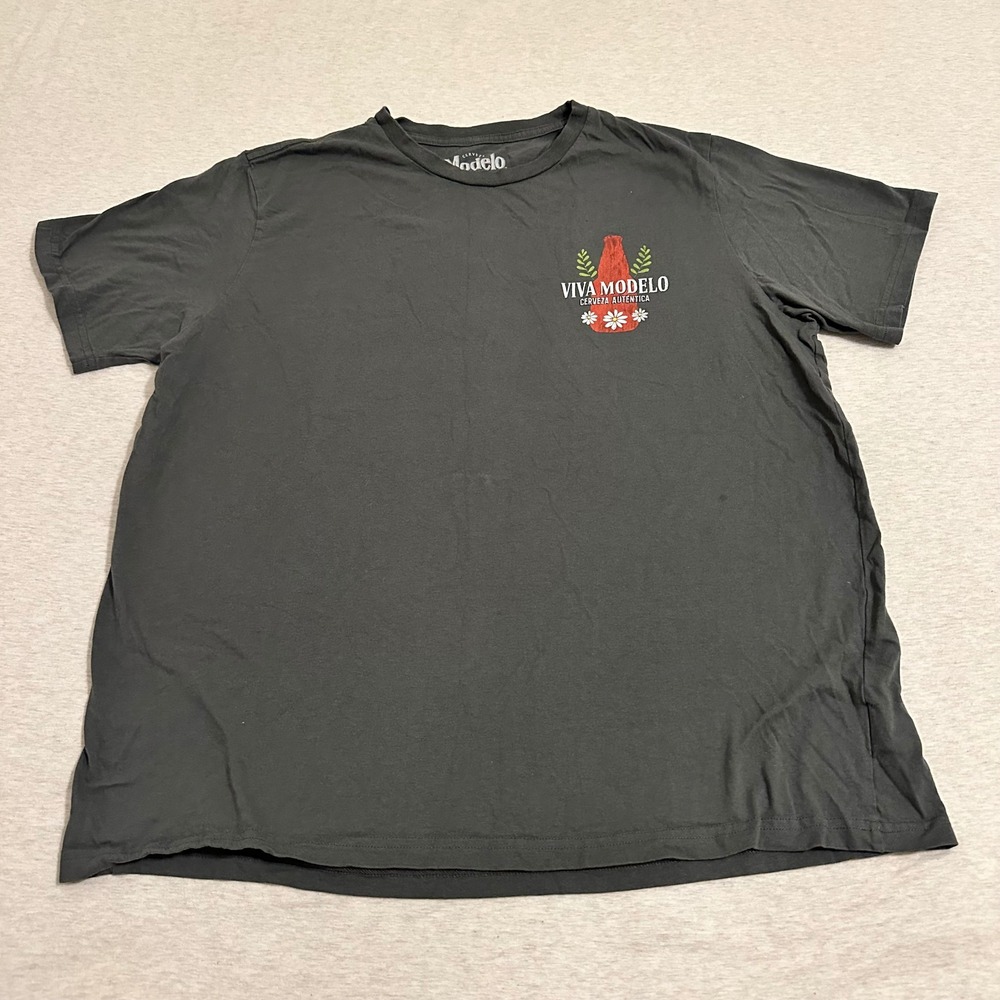Cerveza Modelo Viva Modelo Graphic T-Shirt Mens XL Dark Gray Short Sleeve Cotton
